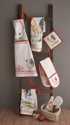 Miniatura 2 de Maison d' Hermine - Juego de 2 paños de cocina, multiusos, 100% de algodón, suaves, absorbentes, trapo de cocina, toalla de bar, Basse Cour 005