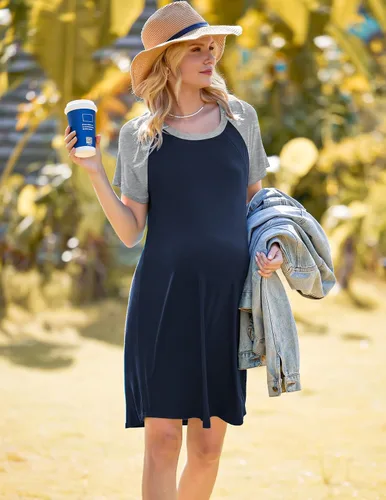 Miniatura 2 de Ekouaer - Vestido 3 en 1 para maternidad trabajo de parto y lactancia prenda para hospital para dormir y amamantar