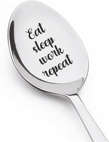 Eat Sleep Work Repeat - Cuchara grabada, regalo para hombres y mujeres, regalo para todos los colegas/adictos al trabajo, regalo ideal de