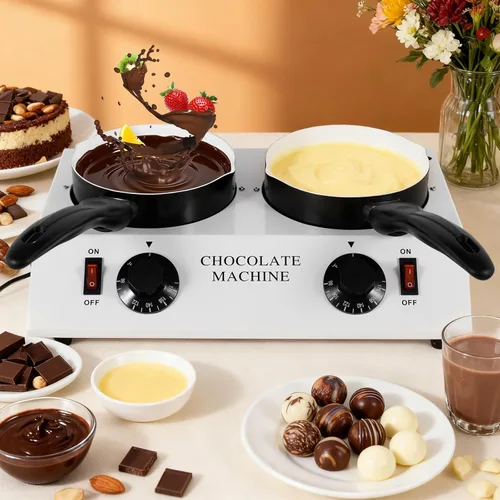 Miniatura 7 de Dyna-Living Olla para Derretir Chocolate Máquina Templadora de Chocolate Dual para Derretir Chocolate, Máquina para Derretir Chocolate de 80W Olla