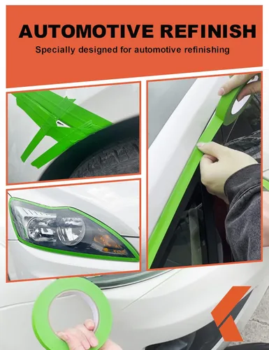 Miniatura 5 de KREFINISH Cinta de pintores - Cinta de enmascarar automotriz verde sin residuos, resistente al calor para cabina de pintura, 1.41 pulgadas x 60