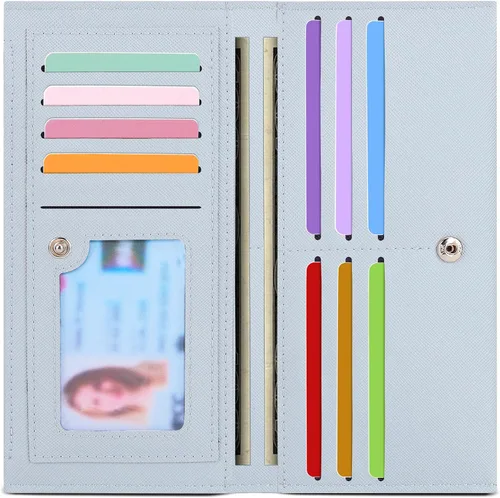 Miniatura 13 de Tipmile Cartera ultra delgada para mujer, cartera de cuero plegable para mujer, cartera RFID, cartera de bloqueo RFID para tarjetas de crédito