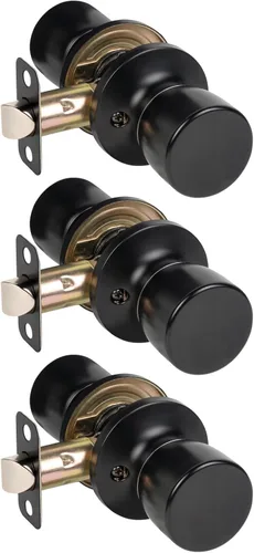 Miniatura 19 de HOSOM - Paquete de 1 perilla de puerta con cerradura y llave, perillas de puerta exterior color negro mate para dormitorio y baño, perilla de puerta