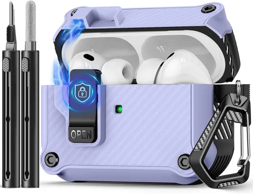 Miniatura 49 de Pohgelan - Funda compatible con AirPods Pro 2ª/1ª (azul) Cerradura magnética automática con kit de limpieza, compatible con Magsafe