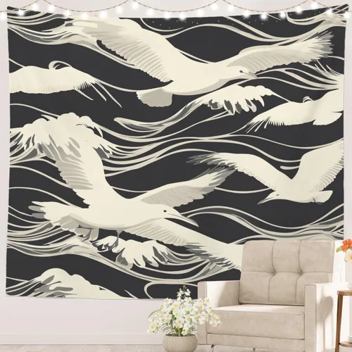 Miniatura 28 de Batmerry Abstract Repeat Polyester Tapestry, Tiled Directional Lightweight Wall Hanging High-Definition Print Backdrop For Dorm Room Bedroom Living