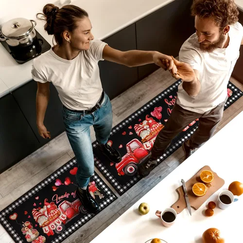 Miniatura 6 de Bencailor 2 alfombras de cocina y tapetes de bienvenida para primavera y verano, antideslizantes, lavables, tapetes decorativos para puerta