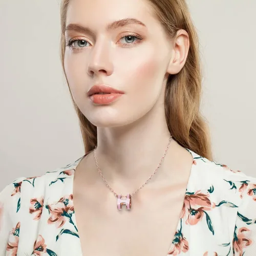Miniatura 3 de EXTREE Collar con colgante de letra de moda para mujer, delicado collar chapado en oro de 18 quilates