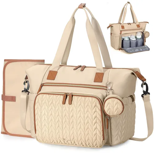 Bolsa de pañales, bolsa grande para pañales para bebé, impermeable, bolsa de hospital para parto con funda para chupete, cambiador, correa para el