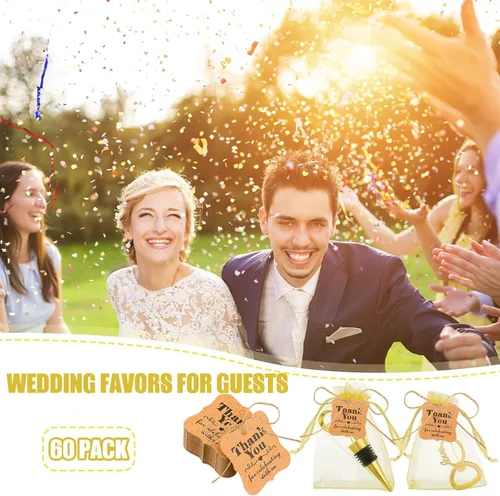 Miniatura 5 de Tanlade 60 piezas de recuerdos de fiesta de boda para invitados, tapón de vino y abridor de amor, regalos de despedida de soltera Love Forever
