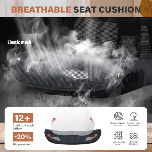 Miniatura 8 de Silla de oficina ergonómica con reposapiés, silla de escritorio de malla resistente de 400 libras, reposabrazos 5D, lumbar 3D, respaldo de 5