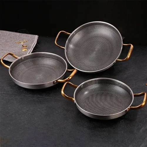 Miniatura 7 de Angoily Sartén antiadherente de acero inoxidable con forma de panal para mariscos, cangrejos de río y huevos, utensilios de cocina compatibles