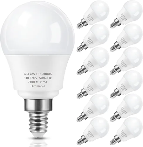 Bombilla LED E12 regulable, 6 W, equivale a 60 W, bombilla candelabra A15, bombilla LED para ventilador de techo, candelabros, apliques de pared,