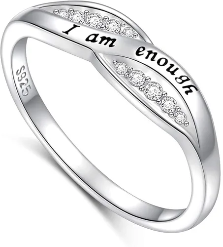 Anillo de plata de ley 925 con circonita cúbica, regalo de cumpleaños para mujeres, adolescentes, niñas, tamaño 5 - 10, Metal, circonita