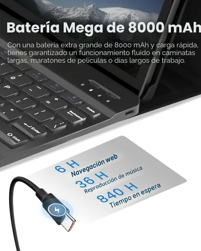 Miniatura 6 de Tablet Android 16 de 11 pulgadas, 32 GB de RAM + 128 GB de ROM (expansión de 1 TB), procesador T7280 Octa-Core 2.2GHz, pantalla IPS FHD+ de 90 Hz