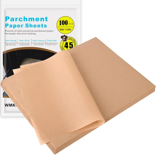 WMKGG 100 piezas de papel pergamino sin blanquear para hornear, hojas de papel pergamino resistentes precortadas de 8 x 12 pulgadas para cocinar,