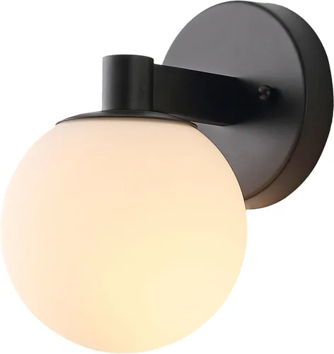 Miniatura 10 de JONATHAN Y Lámpara de pared LED de 5.75 pulgadas, color latón/negro, 1 luz de globo moderno, pantalla de vidrio esmerilado, lámpara de pared Art