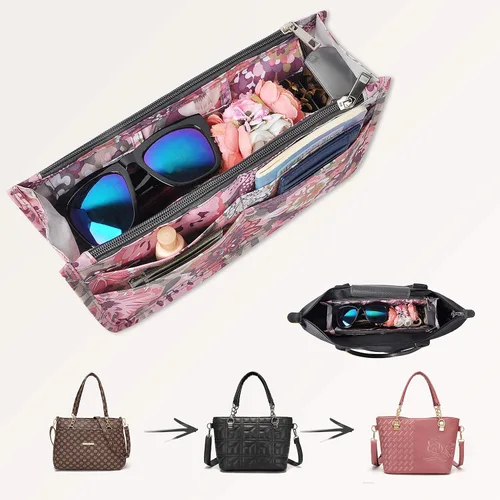 Miniatura 69 de Bolso de mano estilo cartera de Vercord para mujer con organizador incorporado, estampado bien definido, con manijas y cremallera, tamaño 2