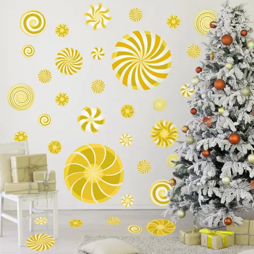 Miniatura 16 de 126 Piezas de Adhesivos de Pared de Navidad, Decoraciones de Dulces de Navidad, Adhesivos de Pared de Navidad, Adhesivos de Suelo de Menta para Rojo