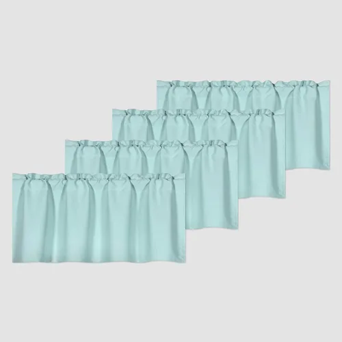 Miniatura 39 de DECOVSUN Cenefas Aqua para ventanas de cocina, con bolsillo para barra, opacas, con aislamiento térmico, 1 panel de 42 x 18 pulgadas