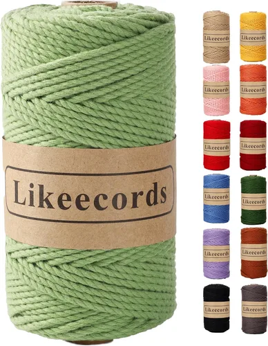 Miniatura 31 de Likeecords Cordón de algodón para macramé de 3mm x 100 metros, hilo torcido de 3 hebras, cuerda de macramé, hilo de algodón para macramé, cuerda