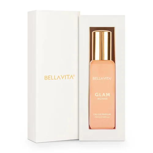 Miniatura 6 de Bellavita Luxury GLAM Eau de Parfum 0.7 onzas líquidas Perfume de tamaño de viaje para mujer Notas florales blancas, naranja africana, jazmín