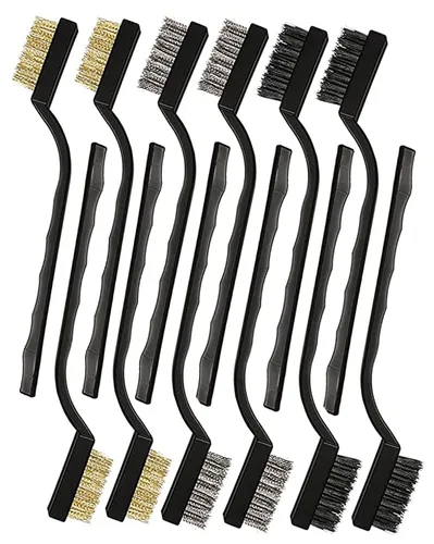 Miniatura 7 de SUJAYU Removedor de óxido de cepillo de alambre de latón, cepillo de alambre pequeño para limpieza, pelador de pintura para metal, madera, pintura