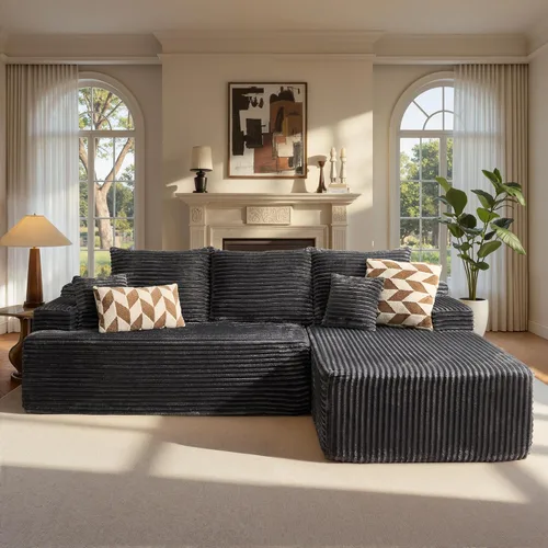 Miniatura 16 de ovios Sofá seccional Cloud de 96 pulgadas con chaise en forma de L, sofá modular moderno con asiento profundo, sofás tapizados para sala de estar