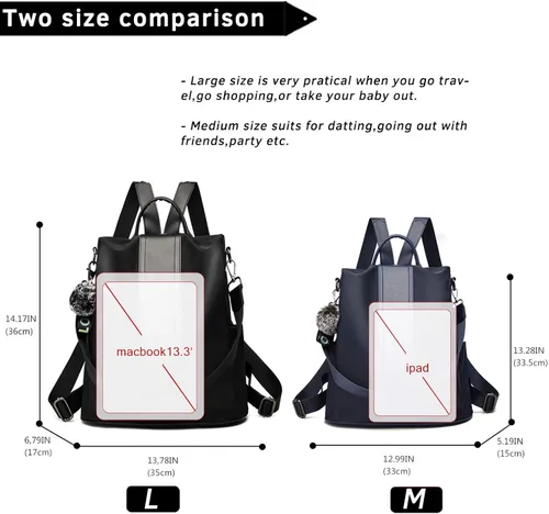 Miniatura 3 de TcIFE - Morral elegante de nailon diseño antirrobo para mujer
