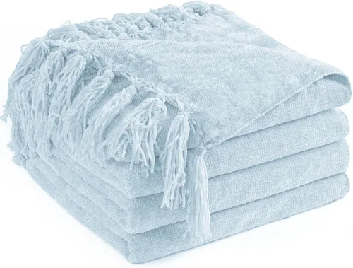 Miniatura 24 de Manta de Chenilla para Sofá 50"X 60", Mantas Suaves y Acogedoras con Flecos con Borlas para Cama Sofá Silla Cubierta, Mantas Decorativas Bohemias
