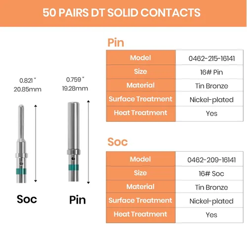 Miniatura 7 de Kit de 200 piezas de conectores de pin sólido para conectores Deutsch - Kit de contactos de barril cerrado tamaño 12 16 20 terminales macho y hembra
