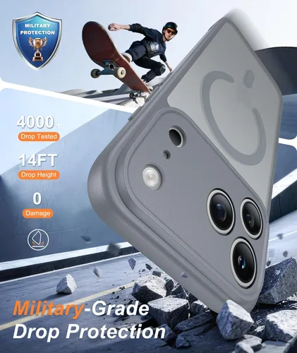 Miniatura 441 de FNTCASE Funda para iPhone 17 Pro: Fundas delgadas translúcidas de color azul claro compatibles con MagSafe, protección completa de la cámara