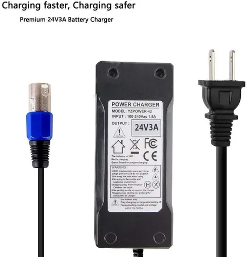 Miniatura 2 de Cargador 24V 3A, Adaptador de Batería, Mangosta, Jazzy, GT, eZip, Go-Go Elite Traveller, Shoprider, Jazzy Select 6 Ultra