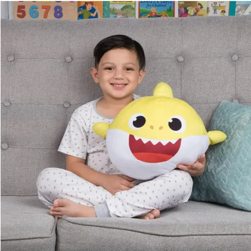 Miniatura 6 de Nickelodeon Baby Shark Kids - Peluche de peluche y almohada decorativa, color amarillo, 15 pulgadas de alto