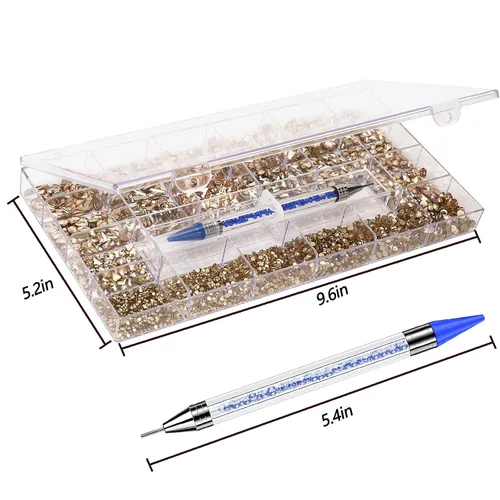 Miniatura 3 de Diamantes de imitación dorados para uñas, 7220 piezas de diamantes de imitación para uñas, accesorios para decoración de uñas