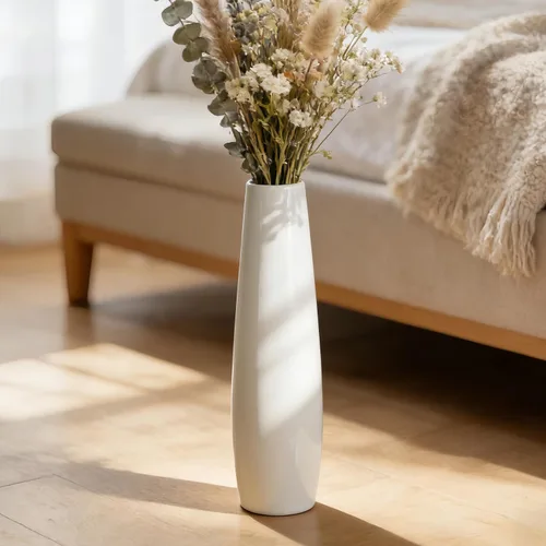 Miniatura 6 de Jarrón de cerámica blanca de 17.7 pulgadas de alto, soporte para flores, jarrones grandes decorativos para centros de mesa, estantes, decoración
