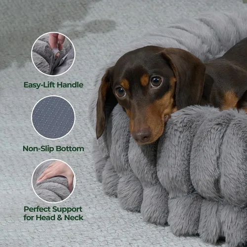 Miniatura 6 de BALANCE Cama de lujo para perros en forma de dona, camas redondas de 23 pulgadas para perros pequeños, lavable, cama ortopédica calmante