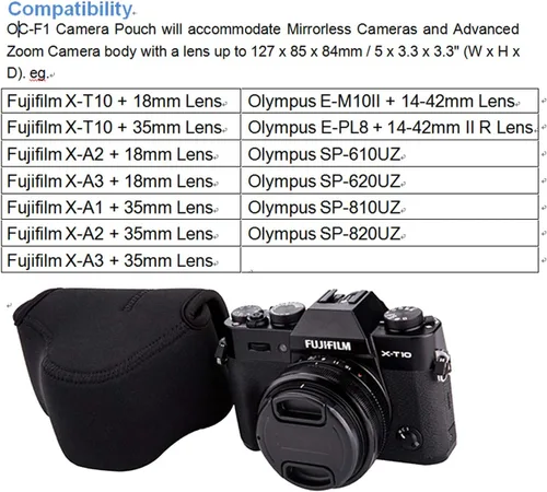 Miniatura 2 de JJC Funda de neopreno ultra ligera en negro para cámara, compatible con X-E4 X-T30 II X-T30 X-T20 X-T10 + lentes prime cortas, 18mm F1.4/ 27mm F2.8