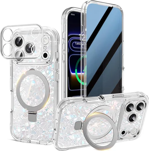 Miniatura 38 de Funda magnética de privacidad para iPhone 17 Pro Max [Cartulina con purpurina para bricolaje] [Soporte magnético invisible] Protector de pantalla