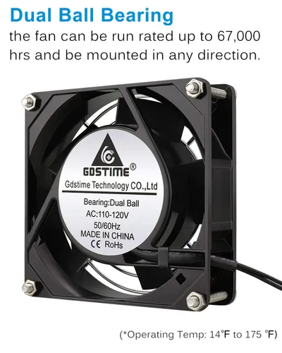 Miniatura 4 de GDSTIME Ventilador Axial de 90mm, 110V 120V CA, 92 mm x 92 mm x 25 mm, de rodamiento de bolas doble con cable de alimentación para proyectos