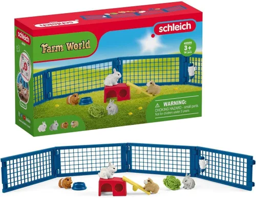 Schleich Farm World, juguetes de animales para niños, juego de juguetes de conejo y conejillo de indias con conejillo de 14 piezas, a partir de 3