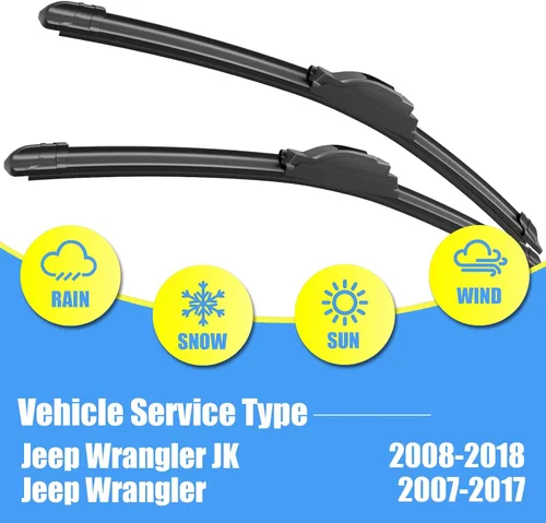 Miniatura 2 de Gavimnal® 15"+15"+13" escobillas limpiaparabrisas de silicona de repuesto para Jeep Wrangler JK 2008-2018 Jeep Wrangler 2007-2017, escobillas