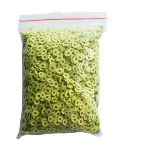 3.53 oz/bolsa de aguacate polímero arcilla rebanadas para manualidades DIY pequeño lindo 0.197 in plástico fruta klei barro partículas Aguacate -