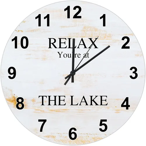Miniatura 17 de UFunhome Reloj de pared de granja Lake Relax You're at The Lake Silent Non-Ticking Vintage Country reloj de grano de madera a pilas para el hogar