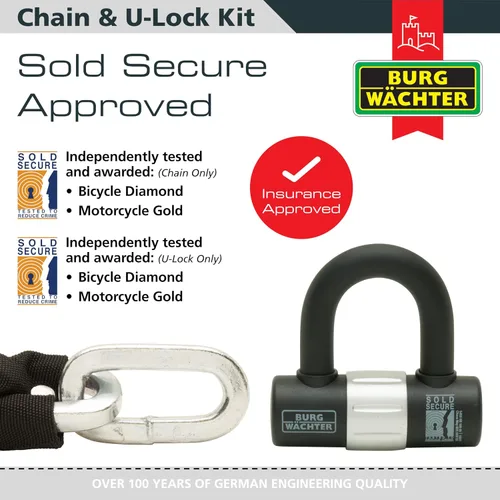 Miniatura 4 de Burg-Wachter - Cadena de seguridad para bicicleta (0.472 in, 0.472 in), color negro, 3.3 ft
