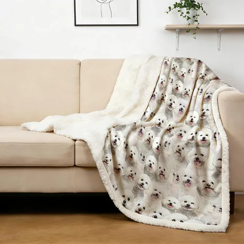 Miniatura 59 de BlessLiving Golden Retriever - Manta con patrones densos de perros, manta de forro polar Sherpa para sofá cama, manta suave y acogedora