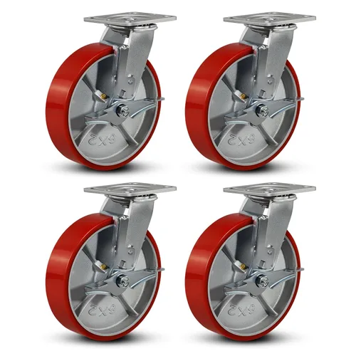 Miniatura 84 de Ruedas industriales de 4 x 2 pulgadas, ruedas resistentes, ruedas de poliuretano, capacidad de hasta 3200 libras. Uso para camión de plataforma