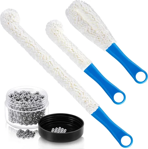 3 piezas de cepillo de limpieza de decantador flexible para botellas y 400 piezas de decantador reutilizable cuentas de limpieza para el hogar,
