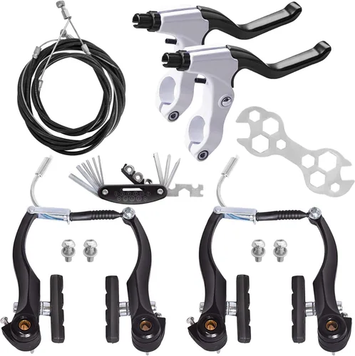 Miniatura 12 de Gashwer Juego completo de frenos de bicicleta, freno universal delantero y trasero de bicicleta MTB, kit de palanca de cables de pinzas interiores