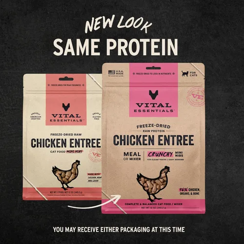 Miniatura 3 de Vital Essentials Alimento liofilizado para gatos, con puntas crujientes de pollo crudo, comida completa o mezcladora alta en proteínas, baja