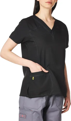 Miniatura 3 de WonderWink cuatro playeras para ambo deportivas, elastizadas, con escote en V para mujer